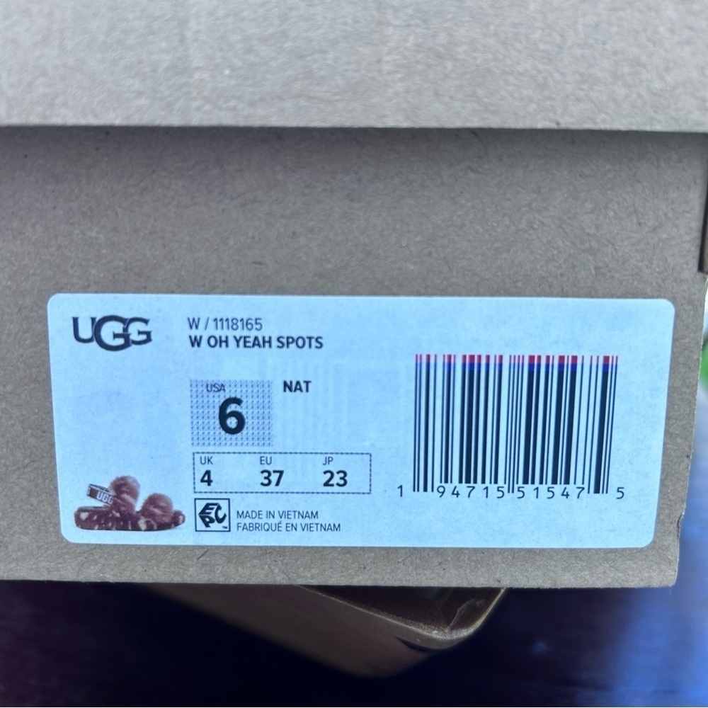 NIB UGG Women's Oh Yeah Spots Slipper 1118165 Natural Real Lamb Fur | Size 6 - Picture 8 of 9